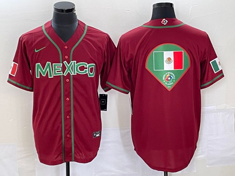Men 2023 World Cub Mexico Blank Red Nike MLB Jersey28
